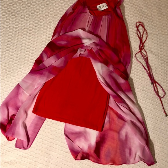 Fuchsia pastel chiffon flowing dress - Picture 6 of 6